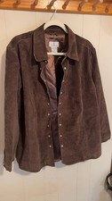 JL Studio Women's Brown Suede Leather Snap-Front Shirt Jacket 20W picture