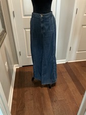 Chico's Womens Wide Leg Blue Denim Jeans Medium Wash Button Pockets picture
