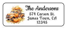 30 personalized fall thanksgiving truck pumpkin return address labels stickers  picture