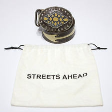 VTG 1995 Streets Ahead Made in USA Beige Western Belt Women Size M (37