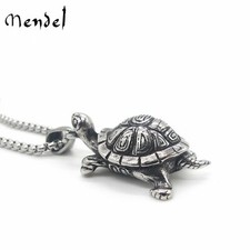 MENDEL Stainless Steel Mens Turtle Tortoise Pendant Necklace Jewelry Men Silver picture