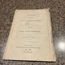 Antique Book The Atonement Edward Hall 1835 Untiarian Church picture