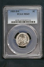1955 D/S 5C Jefferson Nickel, PCGS MS65 picture