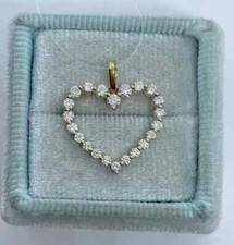 2.31Ct Round Cut Lab Created Diamond Heart Pendant 14K Yellow Gold Plated picture