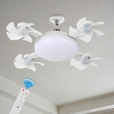 4-Head Foldable Ceiling Fan Light, E27 Lamp, Remote, 3-Color LED, 3 Speed picture