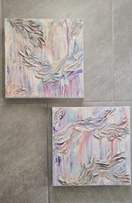 T. Wilkins Original Mixed Media Abstract Painting 12x12x1.5 Signed Canvas Art picture