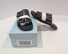 Women's Shoe Seychelles Admire Me Sandal Flat Black Leather 7.5M NEW Ships Free picture