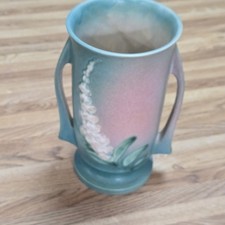 Vintage Cottage Core Roseville Pottery Vase Foxglove Pattern #48-8 Grandma Core picture