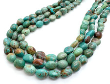 Genuine Natural Green Turquoise Smooth Pebble Nugget Gemstone Beads PGS347 picture