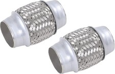 2PCS Exhaust Flex Pipe Stainless Steel Double Braid 1.75