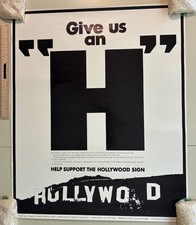 VINTAGE SAVE THE HOLLYWOOD SIGN POSTER ~ GIVE OF US AN “H