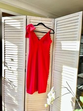 Red Retro Elegant  Dress with a Bow. Size 8-10. Fully Lined. A Dress To Impress. picture