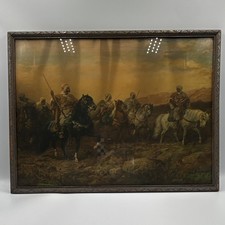 Antique Adolf Schreyer Bedouin Riders Arabian Horses Framed Art Print Vintage picture