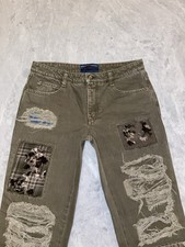Ermanno Scervino Royal Denim Vintage Distressed Patchwork Jeans Khaki IT 40 picture
