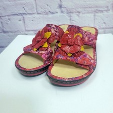 NWOT Alegria PG Lite LAN138 Floral Slide Wedge Sandal 38 US 7.5 Red Pink Leather picture