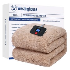 Westinghouse Electric Blanket Full Size 10 Heat Settings, Camel, 80