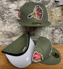 Milwaukee Braves Indian New Era Fitted 59Fifty 1957 World Series Custom OLIVE picture