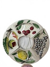 Italian Hand Painted Ceramic Divided Serving Tray with Fruit Motif picture