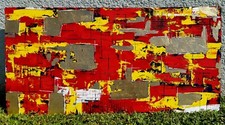 Huge MCM Style Abstract Painting, Red Yellow Gold 48