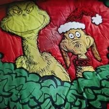 Pottery Barn Dr. Seuss's The Grinch Wreath Christmas Comforter  Full Queen New picture