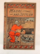 Antique c1895 Maori and Settler G.A. Henty A.L. Burt Illustrated Hardcover picture