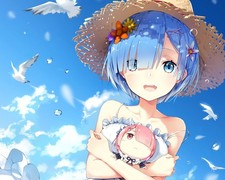 Rem Rezero Kara Hajimeru Isekai Seikatsu Blue Hair CCG Anime Playmat Desk Mat picture