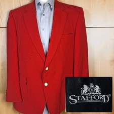 Stafford Vintage Blazer Mens 46R Red with Gold Buttons Half Lined SV picture