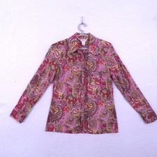 Sundance Top Blouse Size L Paisley Cotton Boho Whimsical Cottagecore Button Up picture