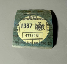 1987 NY NYS NEW YORK STATE CAR AUTO SAFETY INSPECTION STICKER VINTAGE 1 NOS picture