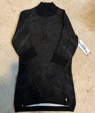 $140 Smartwool Women’s IntraKnit Wool 1/4 Zip Thermal Base Layer-Black/White - M picture