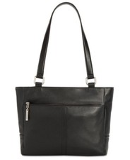 Giani Bernini Nappa Classic Leather Tote Bag Women's Black Zipper/Snap Closure picture