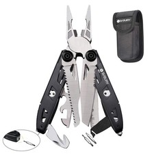 BIBURY 18-in-1 Multitool Pliers with Pocket Knife & Safety Hammer, Black picture
