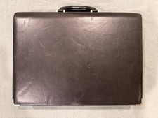 Vintage Tumi Black Leather Attache Briefcase Hard Sided Expandable Organizer picture