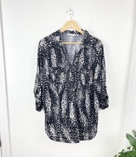 Emily Daniel’s Black White 3/4 Sleeve Popover Blouse Top Women’s 1X picture