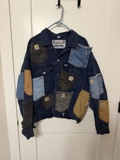 GUESS USA Vintage Denim Jean Jacket Size XL Carhartt Custom Button Up Pockets picture