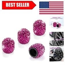 4-Pack Handmade Rhinestone Valve Stem Caps - Luxe Violet Red Fit All Vehicles picture
