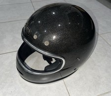 Urban BigBore Black Flake Full Face Motorcycle Helmet DOT Retro Cafe Racer picture