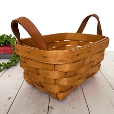 1995 Longaberger Woven Tea Mini Basket Leather Handles 7