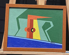Vintage Original - Rare Abstract Canvas by John Schou, Signed, Circa 1965-1969 picture