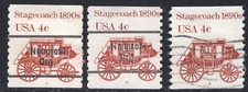1898A & 1898b  set of 3   4c Stagecoach Plate # Singles Precancel & Regular Used picture