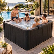 NAIZEA 6 Person Square Outdoor Hot Tub Spa 1350W Heater 90 Massage Bubble Jets picture
