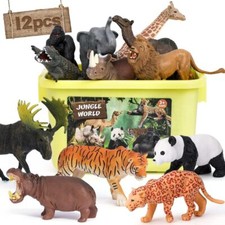 Large 12pcs Safari Animals Figures Toys, Realistic Jungle Zoo Animal Figurines picture