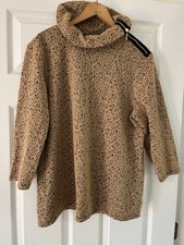 Chicos Women Top 3/4 Sleeve Shoulder Zip Pull Over Mock Neck Sz 2 Tan picture