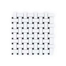 Plato Basketweave White 12 In. X 12 In. Matte and Gloss Dot Porcelain Wall and F picture
