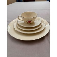 Lenox Ballad 5 Piece Place Setting Pink Rose Platinum Trim China E538 USA picture