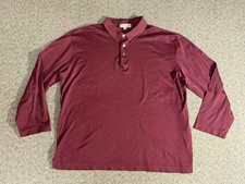 Canali Polo Shirt Men's 54 XL Red Pique Knit Cotton Long Sleeve Made in Italy picture