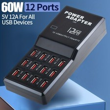 Multi 12 Port USB Charging Station Hub Desktop Wall Cell Phone Charger Organizer picture