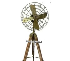 Nautical Oscillating Pedestal Floor Fan Teak Tripod Industrial Rotate Floor Fan picture