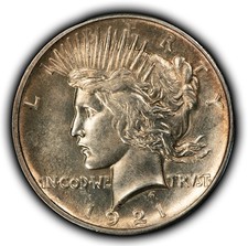 1921 $1 Silver Peace Dollar - High Relief Key Date - Looks UNC - SKU-B6050 picture