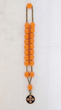 Vintage Epirotiki Greek Lines Souvenir Orange Beaded Komboloi Worry Prayer Beads picture